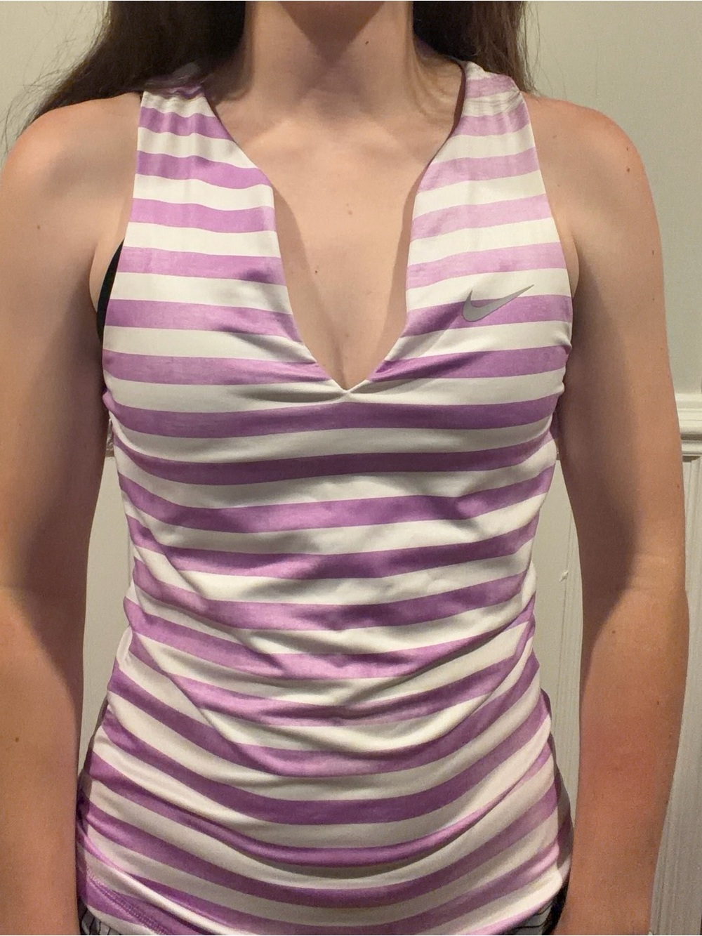 Nike Lavender & White Striped V-Neck Tank